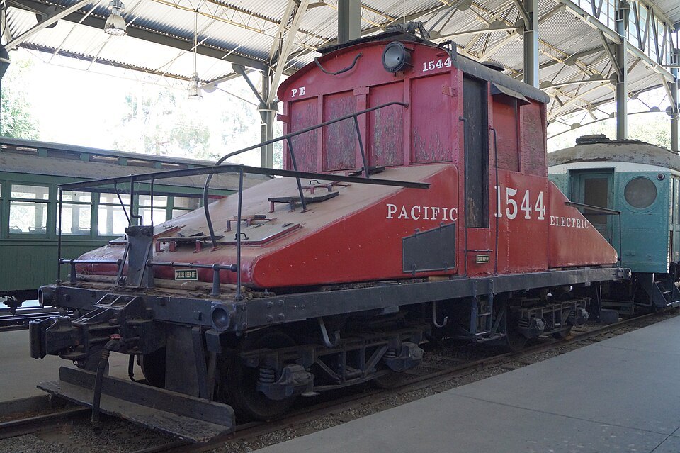 Historic locomotive inside Travel Town Museum