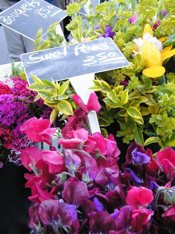 Colorful flowers at a farmers market