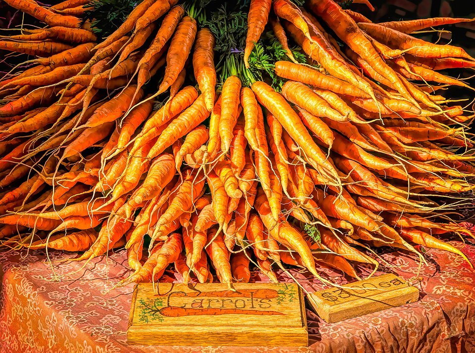 Carrots at a farmers market stall